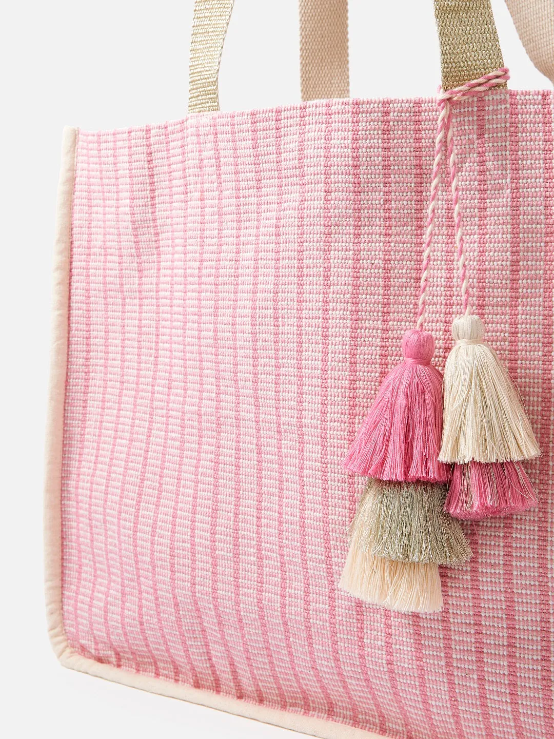 Accessorize London women's Pink fabric Esme Woven Tote bag