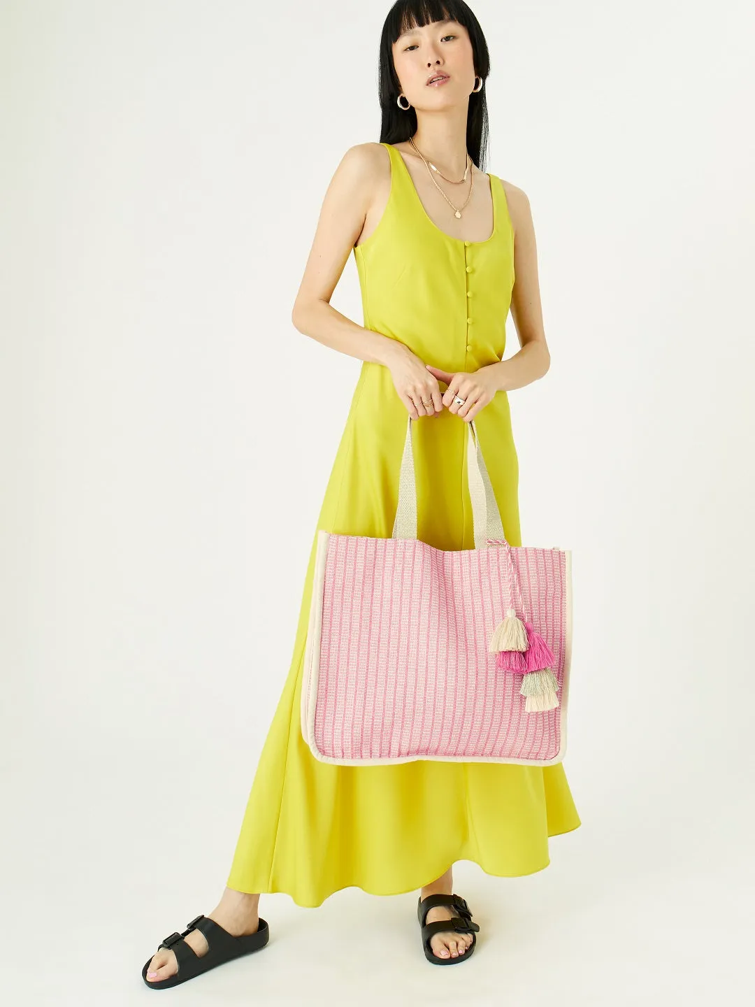 Accessorize London women's Pink fabric Esme Woven Tote bag