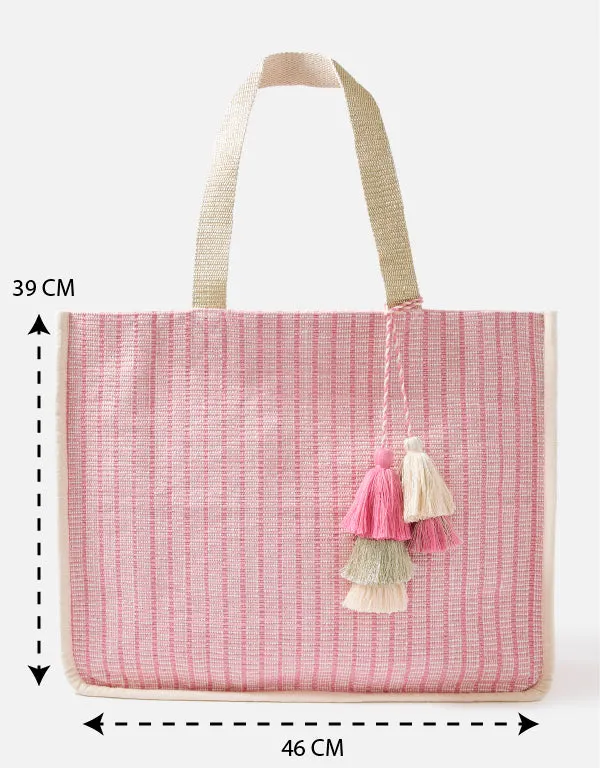 Accessorize London women's Pink fabric Esme Woven Tote bag
