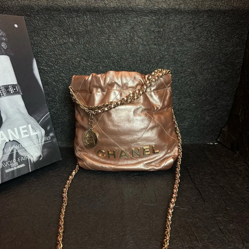 Chanel Copper Pink 22 Bag Mini Chip Crossbody Bag