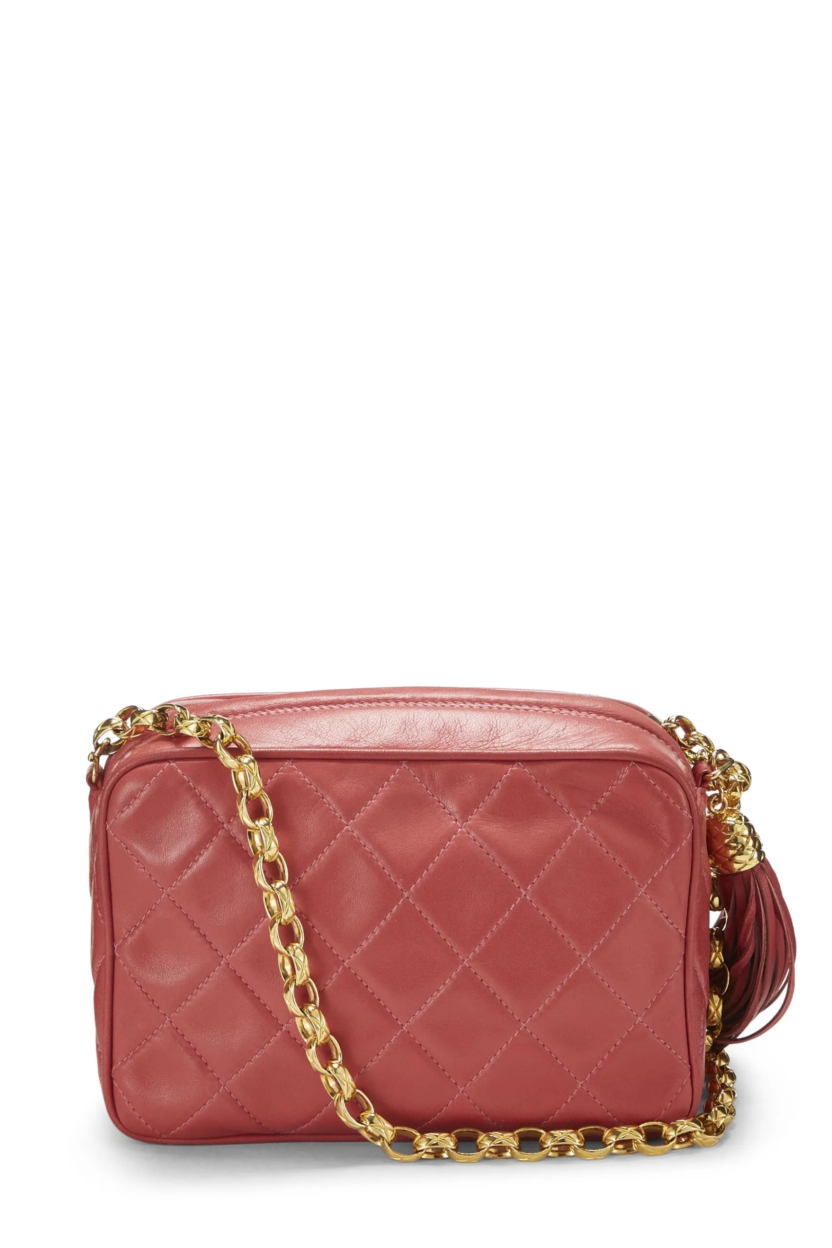 Chanel,  Pink Lambskin Diamond 'CC' Tab Camera Bag Mini, Pink