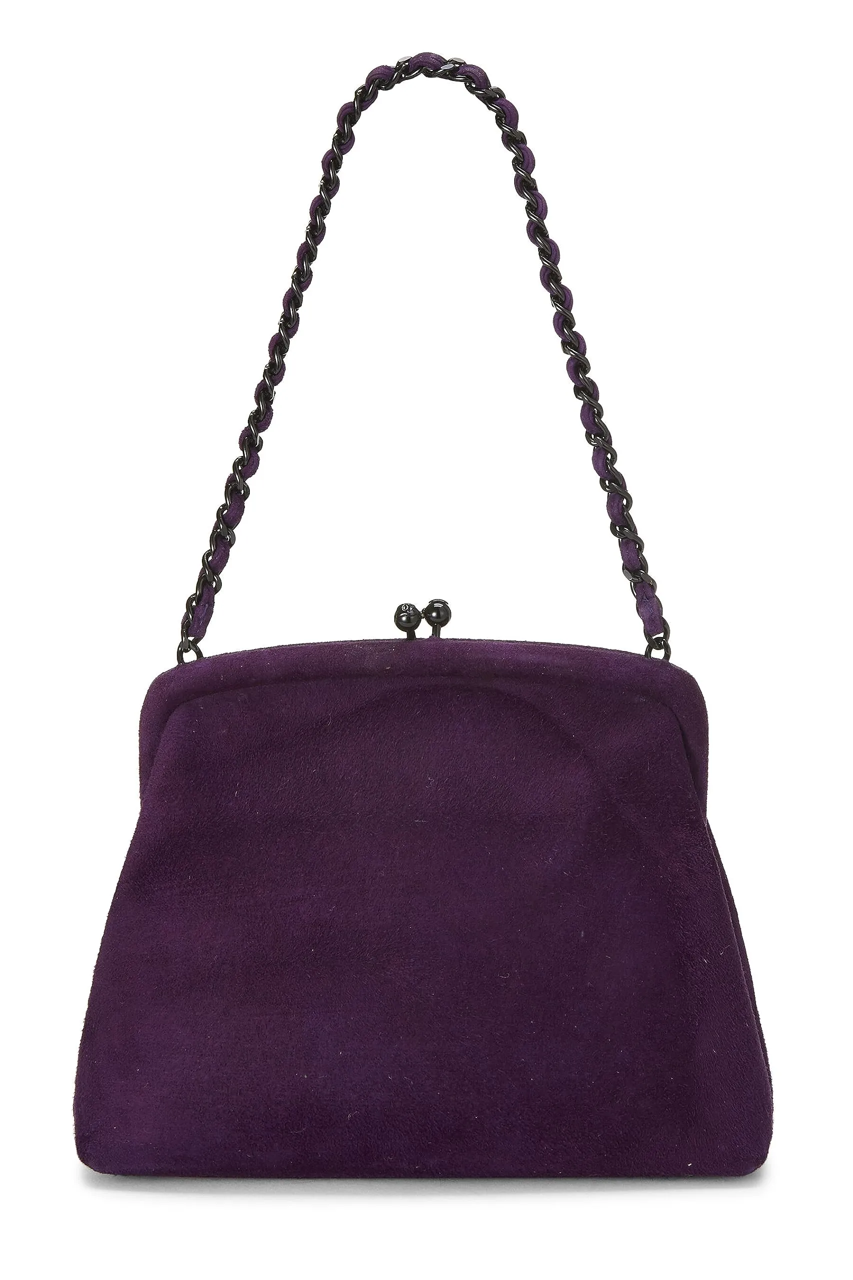 Chanel,  Purple Suede Kiss Lock Mini Bag, Purple