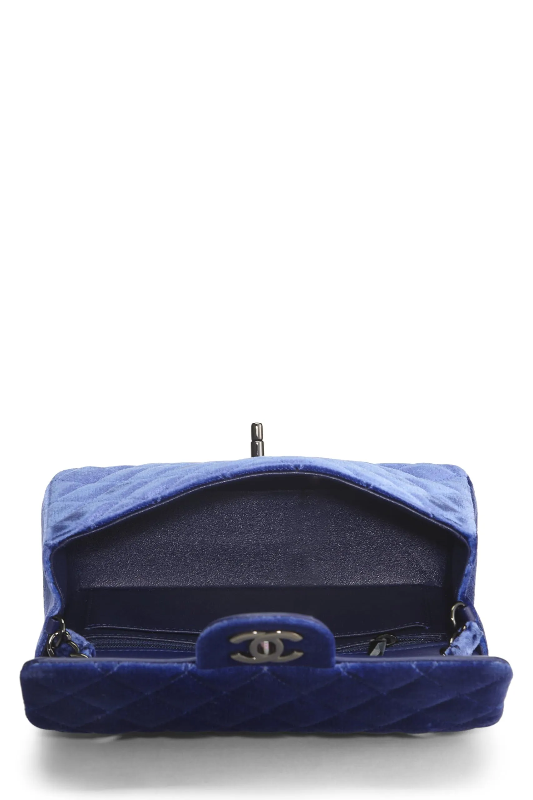 Chanel,  Purple Velvet Rectangular Flap Mini, Navy
