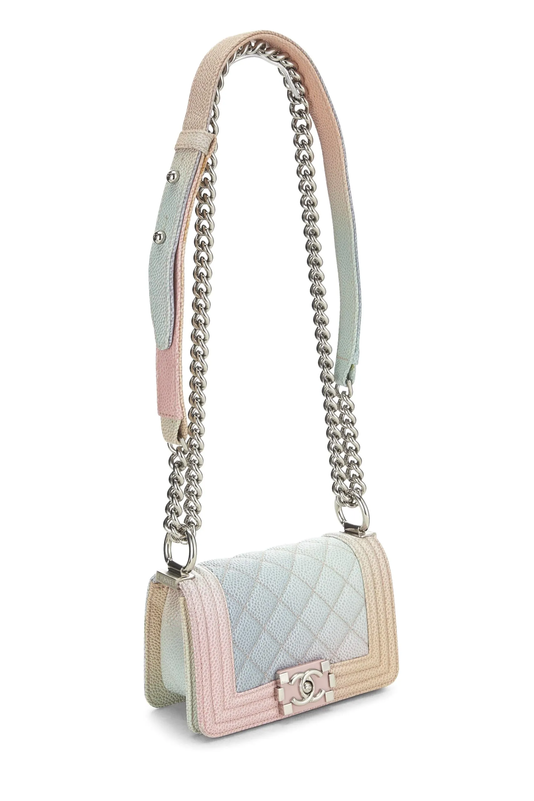Chanel,  Rainbow Quilted Caviar Boy Bag Mini, Multi