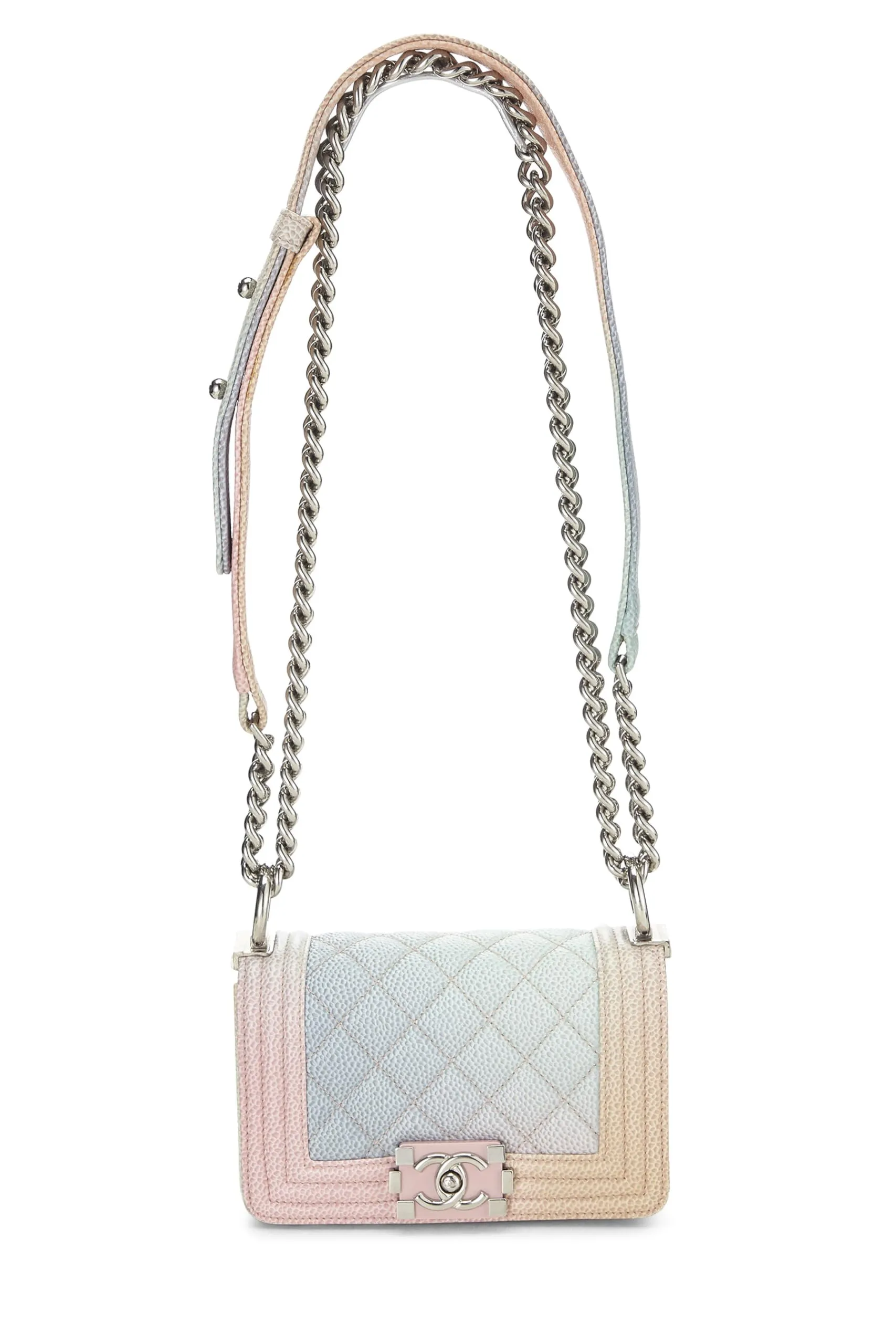 Chanel,  Rainbow Quilted Caviar Boy Bag Mini, Multi