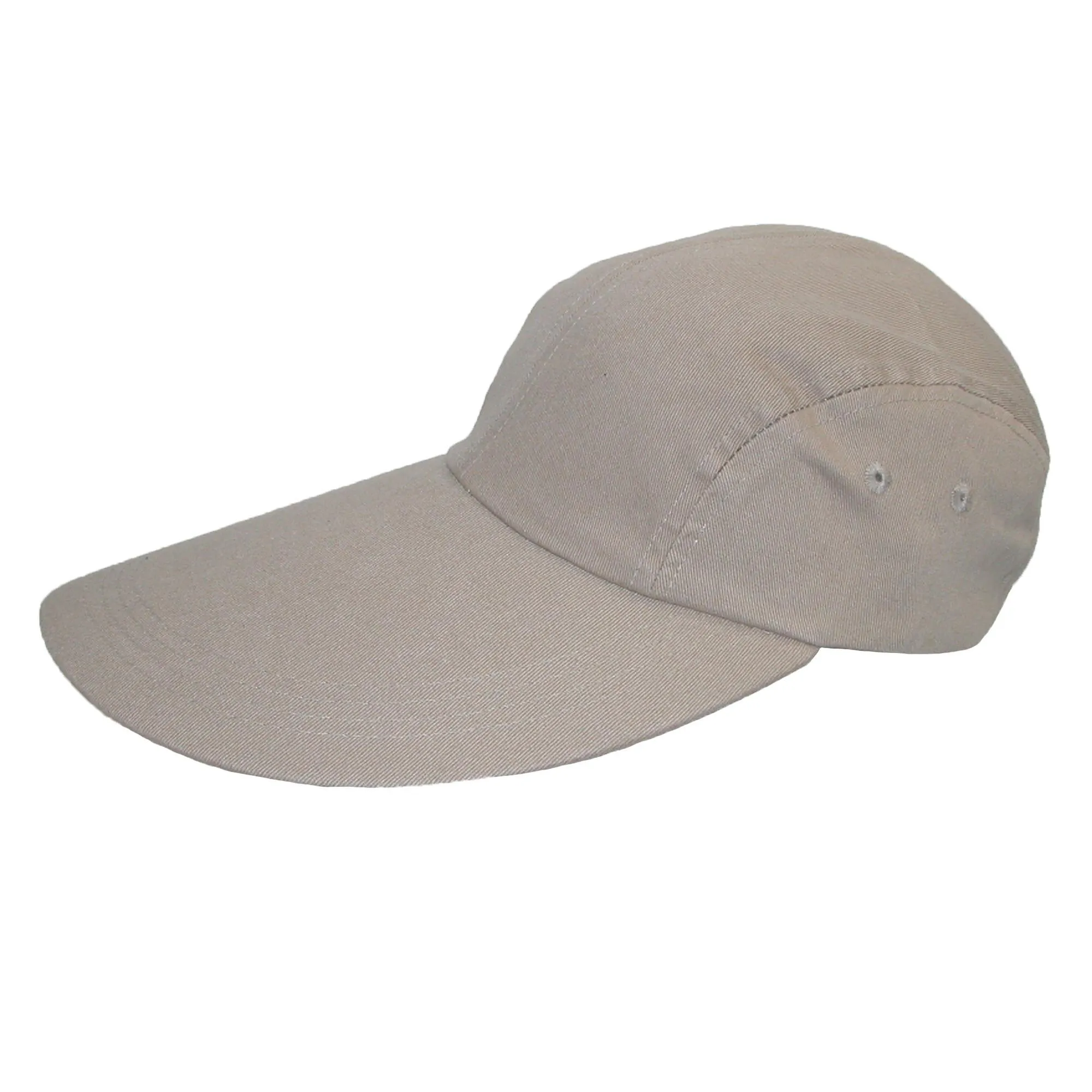CTM® Cotton Long 5 Inch Bill Visor Baseball Cap