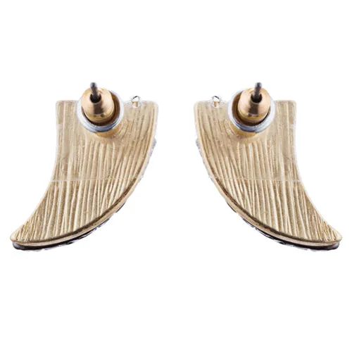 Fun Cute Adorable Horn Design Fashion Stud Style Earrings E987 Brown