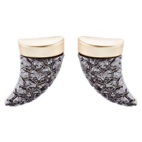 Fun Cute Adorable Horn Design Fashion Stud Style Earrings E987 Brown