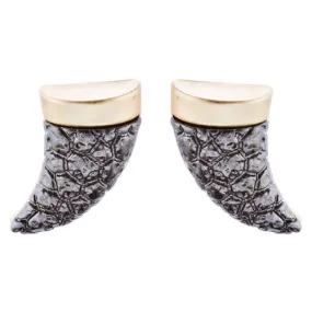 Fun Cute Adorable Horn Design Fashion Stud Style Earrings E987 Brown