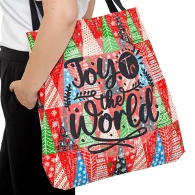 Joy to the World Christmas Tree Large Tote Bag: Festive Holiday Carryall