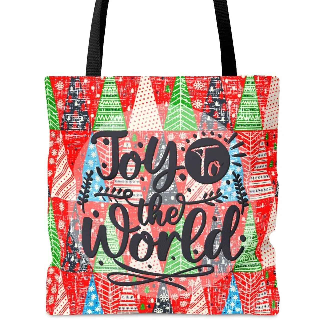 Joy to the World Christmas Tree Large Tote Bag: Festive Holiday Carryall