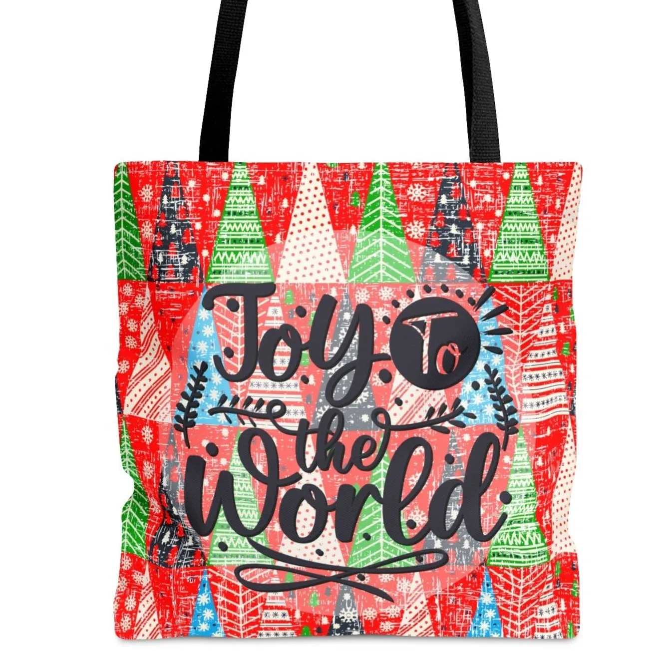 Joy to the World Christmas Tree Large Tote Bag: Festive Holiday Carryall