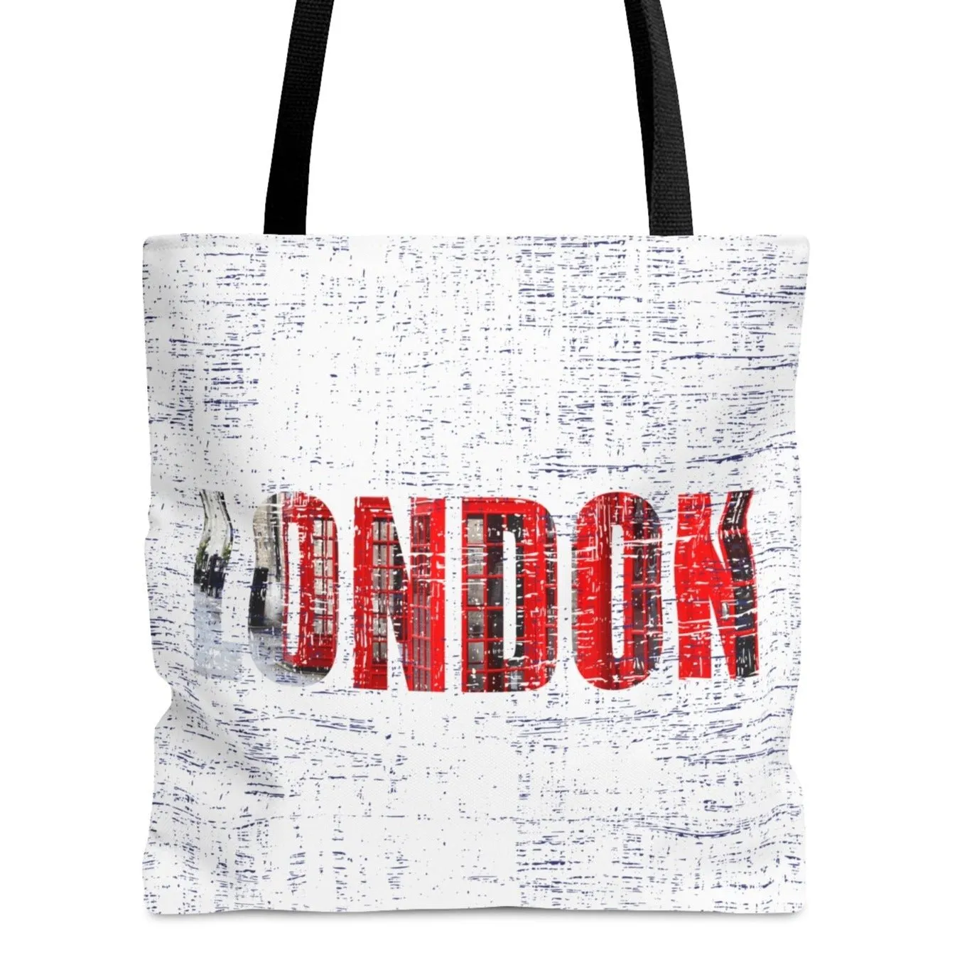 London Red on White Large Tote Bag - Stylish British-Themed Fashion Accessory