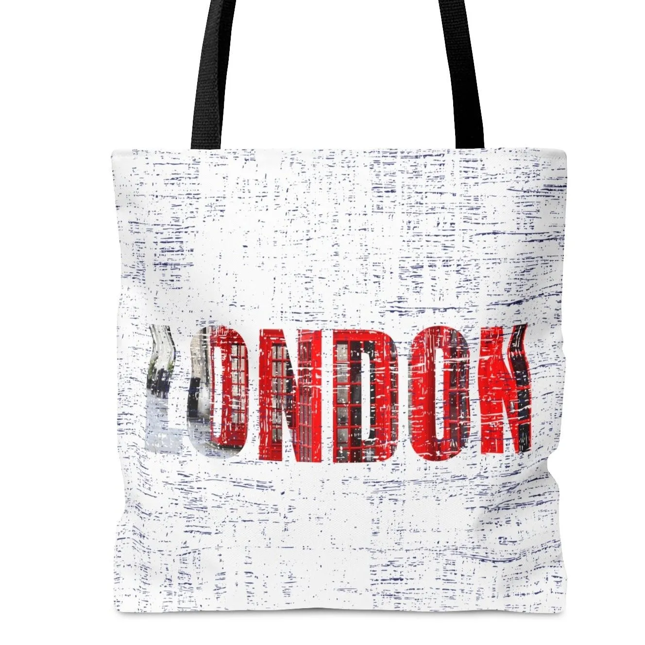 London Red on White Large Tote Bag - Stylish British-Themed Fashion Accessory