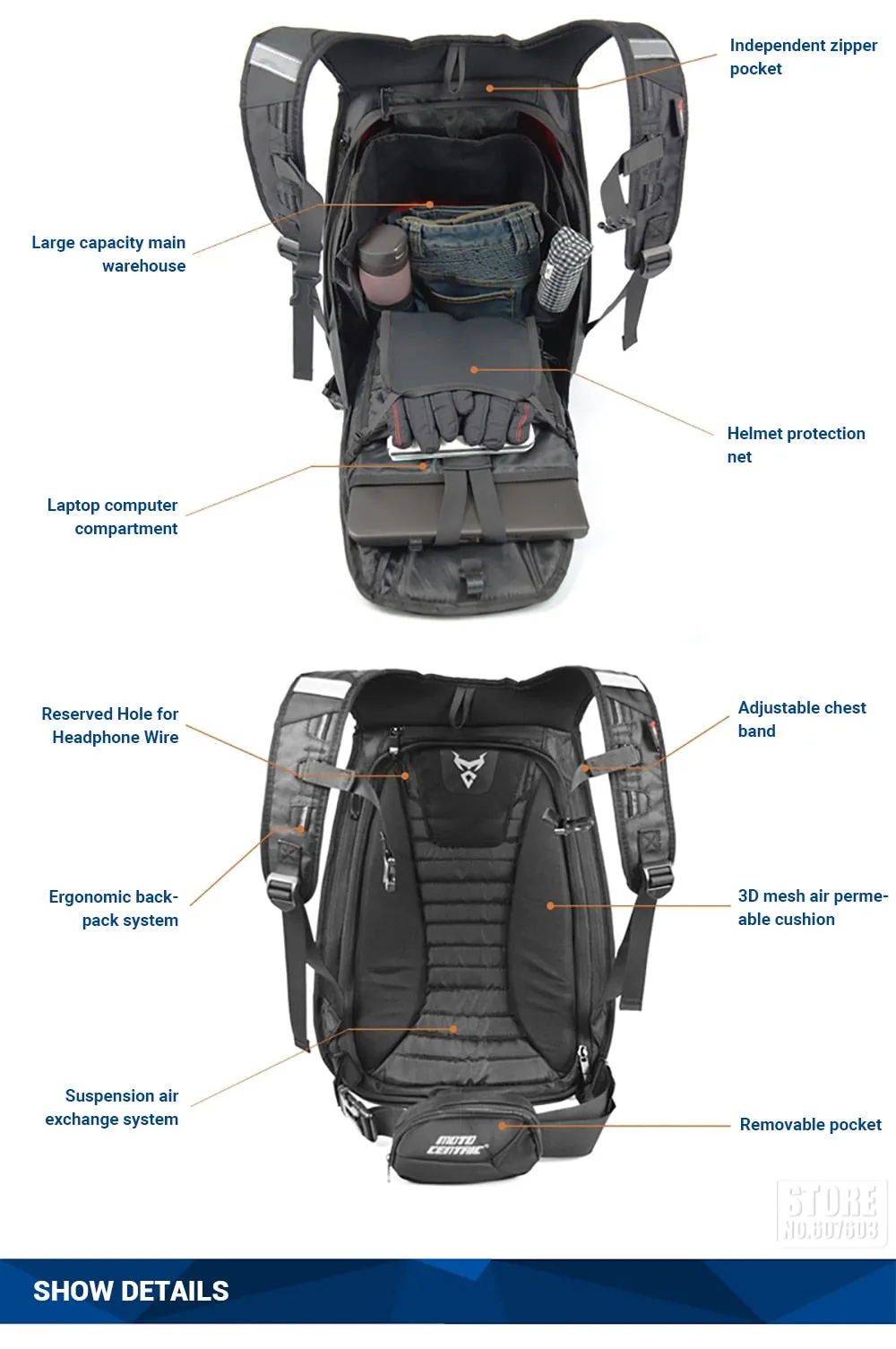 Moto Centric No drag Backpacks