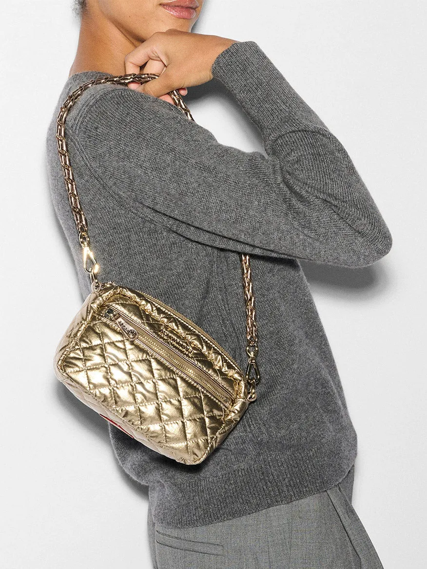 MZ Wallace Mini Crosby in Antique Gold Metallic Oxford
