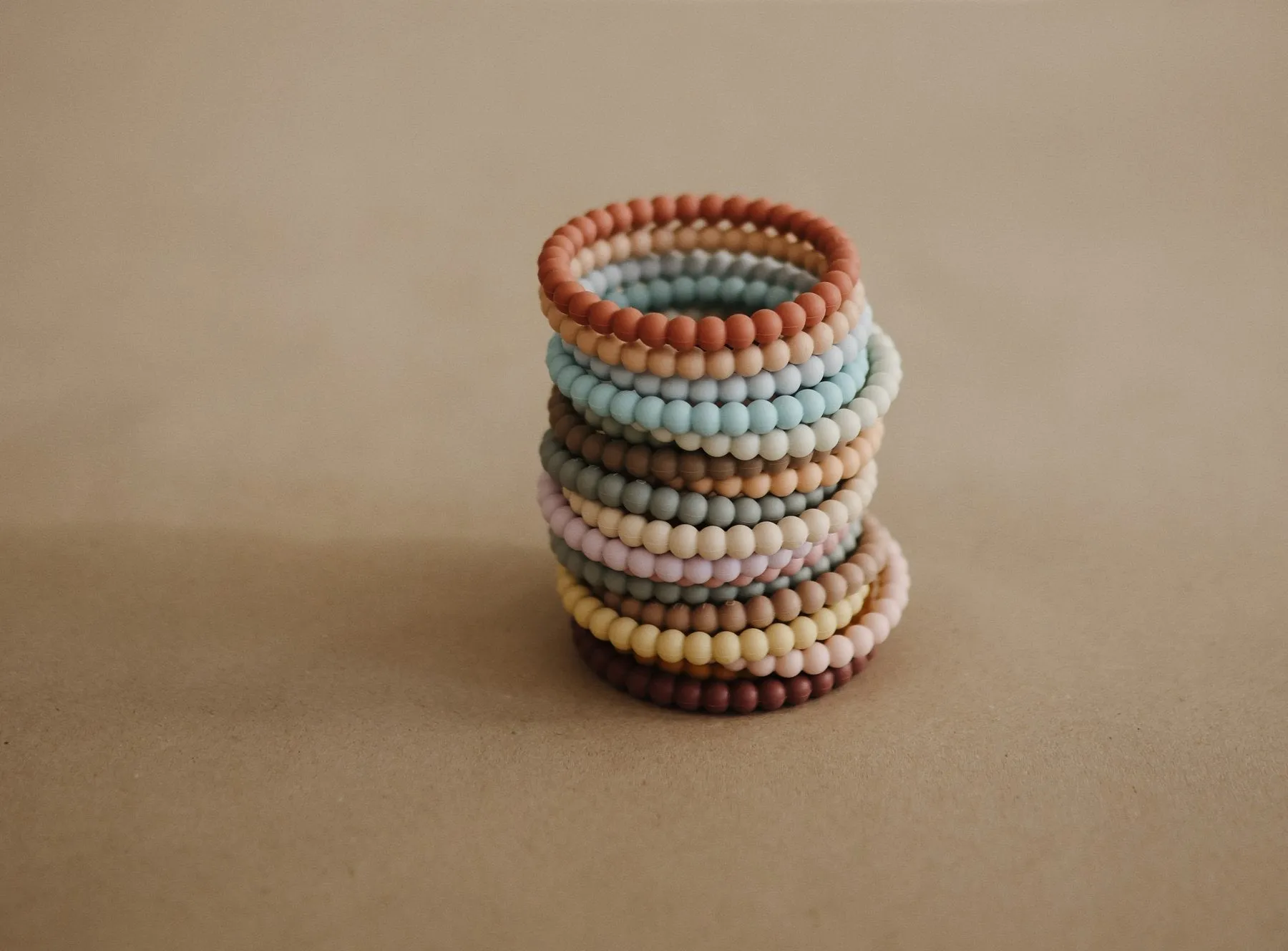 Pearl Teething Bracelet 3-pack (Linen/Peony/Pale Pink)