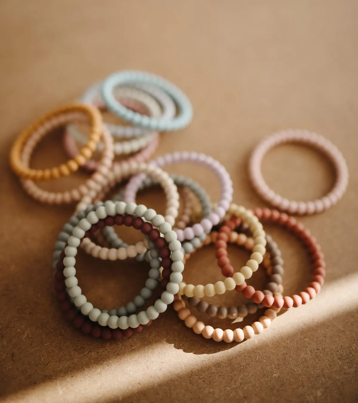 Pearl Teething Bracelet 3-pack (Linen/Peony/Pale Pink)