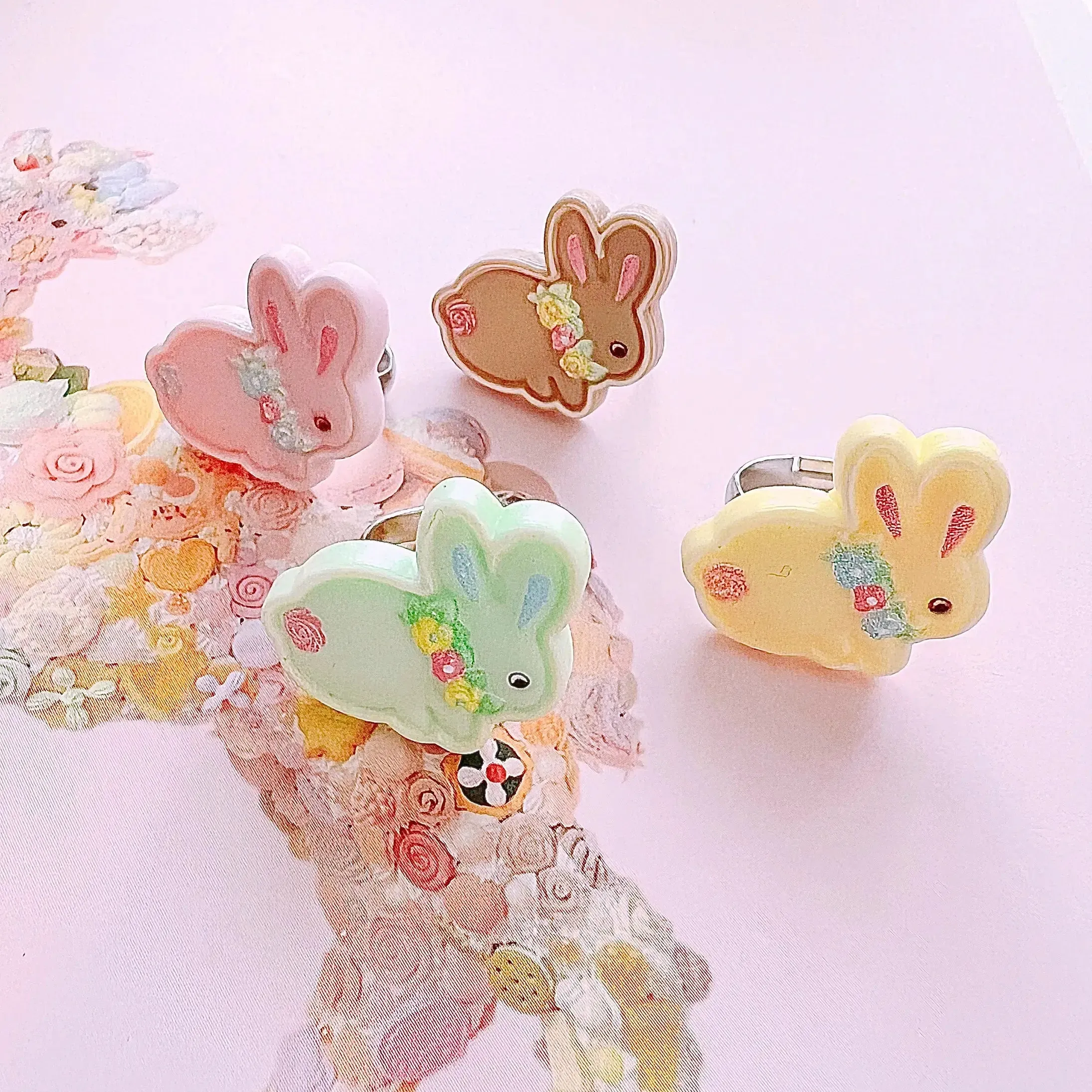 Pop Cutie Gacha Bunny Cookie  Kids Ring Handmade Easter
